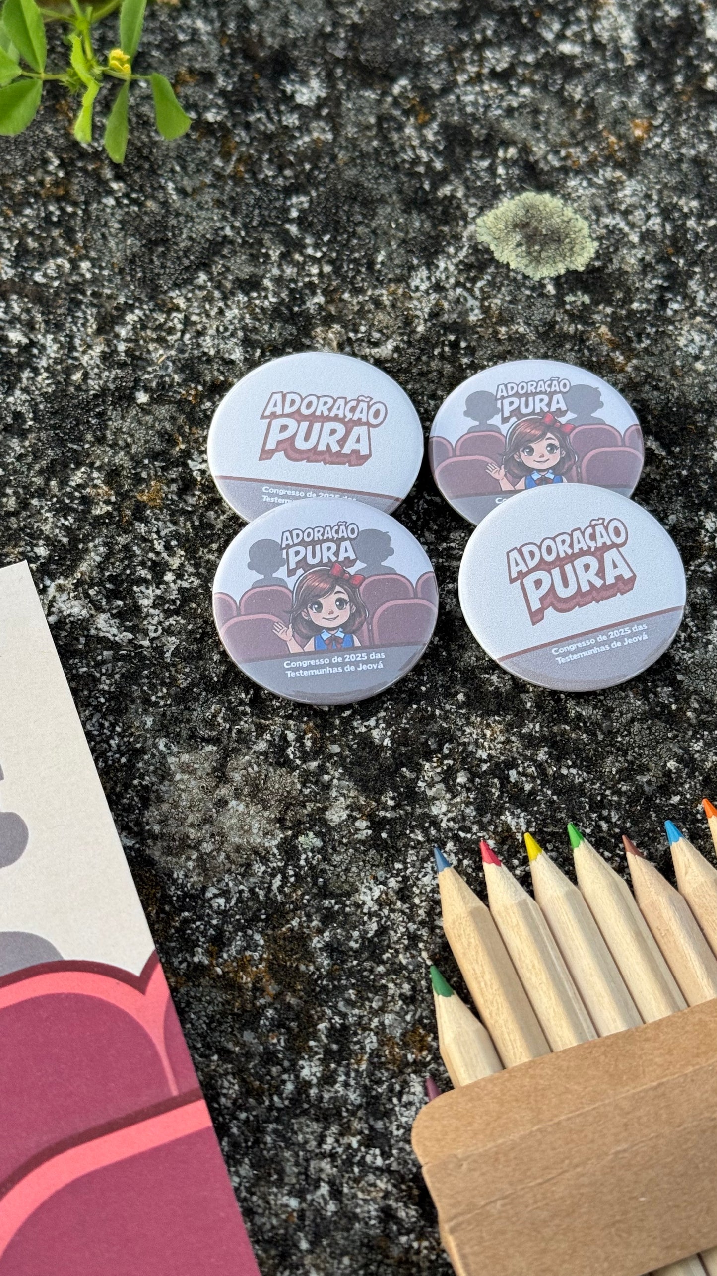 Pin Infantil – Congresso 2025 “Adoração Pura” | Amore Paper Co. (Pack 5)