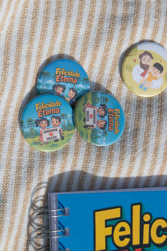 Pin Infantil – Congresso 2026 “Felicidade Eterna” | Amore Paper Co. (Pack 5)