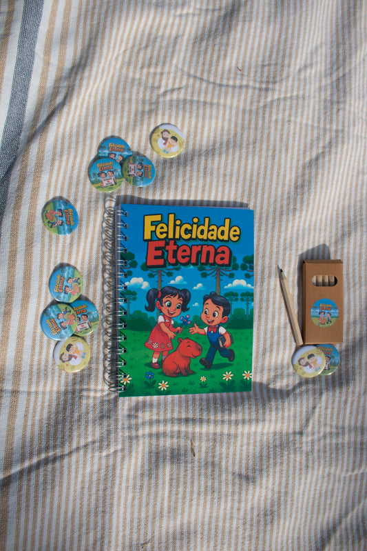 Caderno Infantil – Congresso 2026 “Felicidade Eterna” | Amore Paper Co.