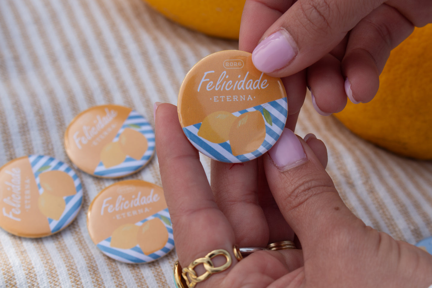 Pins do Congresso 2026 – “Felicidade Eterna” | Amore Paper Co. (Pack 5)