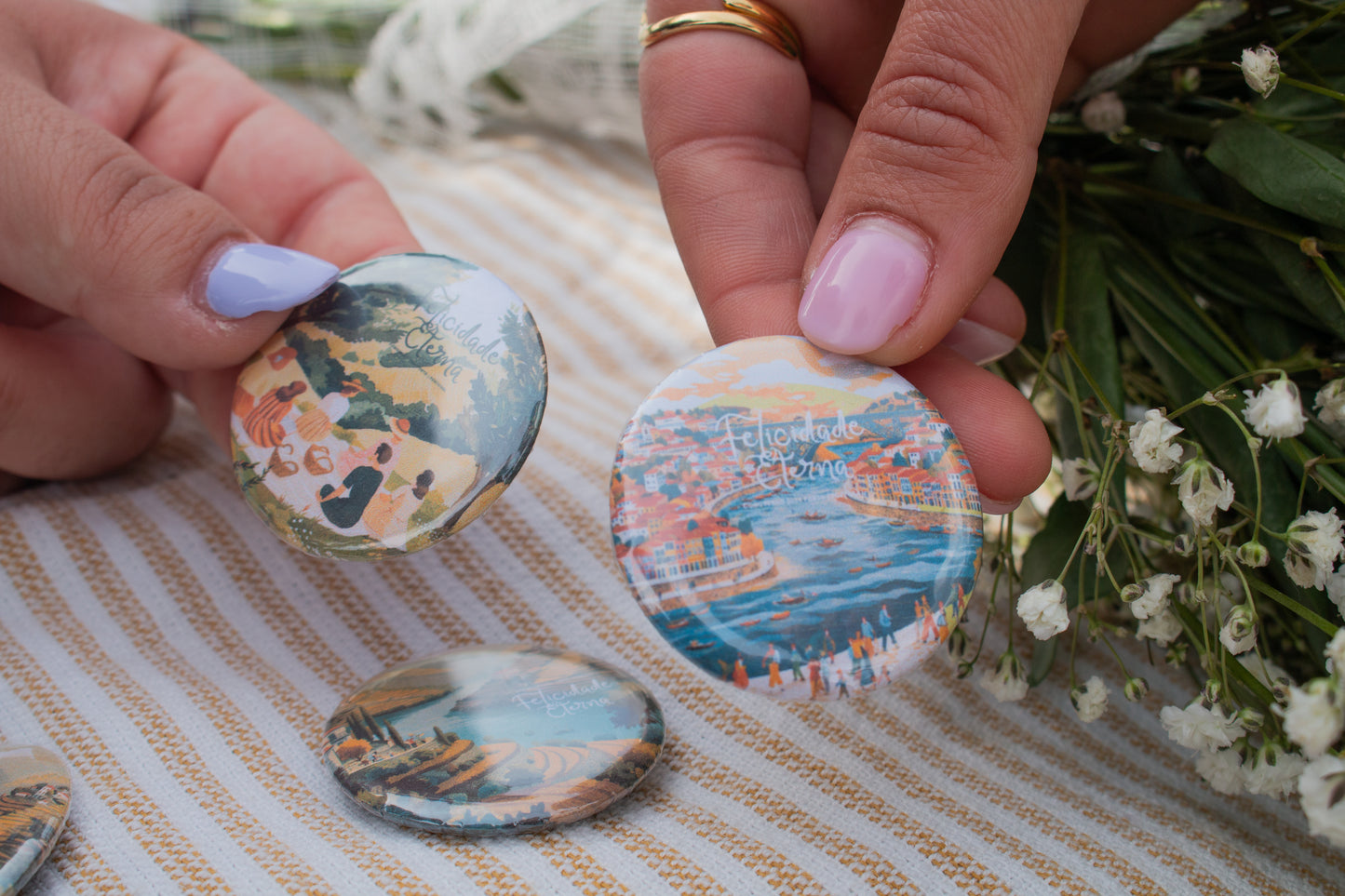Pins do Congresso 2026 – “Felicidade Eterna” | Amore Paper Co. (Pack 5)